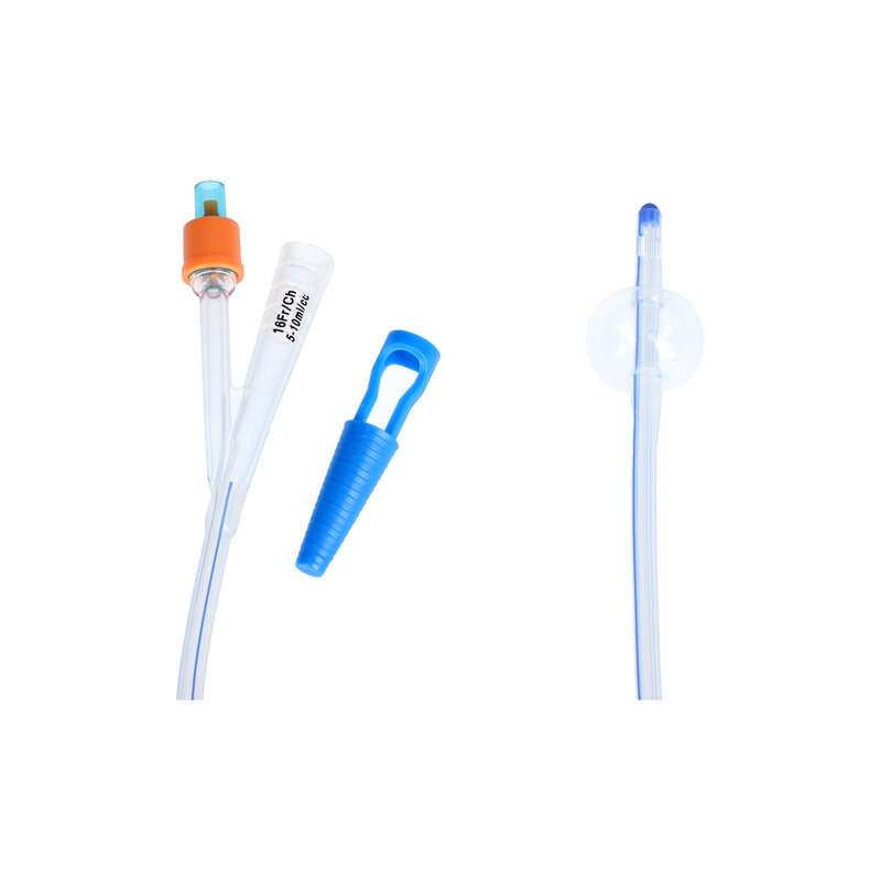 2-ходовий катетер Фолея CH 16 з пластиковим клапаном, 100% силікон, рентгеноконтрастний, ZARYS